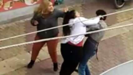İki kız kardeş bir erkeği sokak ortasında dövdü
