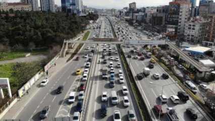 Kısıtlama öncesi İstanbul trafiğinde ciddi yoğunluk