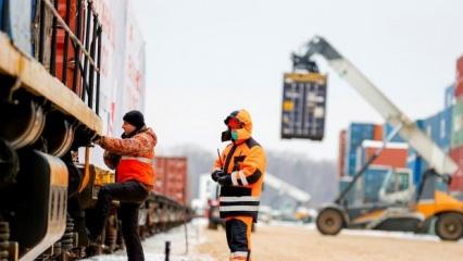 Rusya'ya giden ilk ihracat blok treni hedefe ulaştı