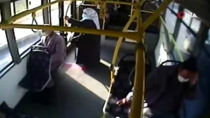 Ani firen yapan otobüste savrulup yere düşen kadının kafası kırıldı