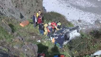 Sarıyer Garipçe'de otomobil uçuruma yuvarlandı