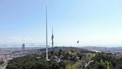 Türkiye'nin en uzun bayrak direği Çamlıca'ya dikildi