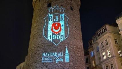 Galata Kulesi'ne Beşiktaş arması yansıtıldı