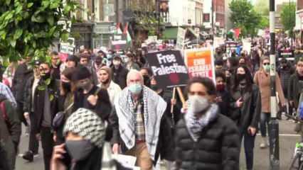 İsrail'in Gazze ve Mescid-i Aksa'ya saldırıları Londra'da protesto edildi