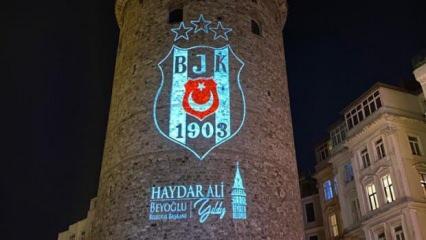 Şampiyon Beşiktaş'ın arması Galata Kulesi'ne yansıtıldı