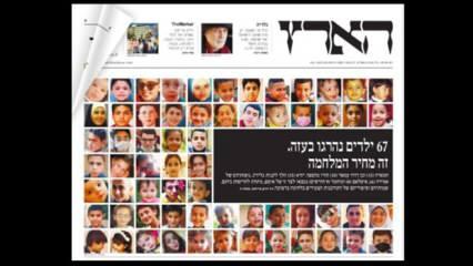 İsrailli Haaretz gazetesinden 'öldürülen Gazzeli çocuklar' manşeti