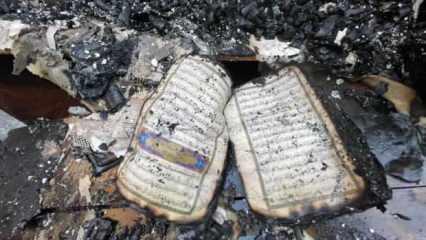 Küle dönen evde Kur'an-ı Kerim'in sayfaları yanmadı