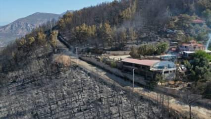 Antalya'nın Kaş il&ccedil;esindeki orman yangınında zarar g&ouml;ren alanlar havadan g&ouml;r&uuml;nt&uuml;lendi
