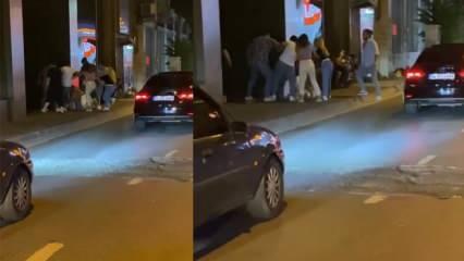 İstanbul’un göbeğinde kadına şiddet kamerada! Kadını bir yumrukla yere serdi