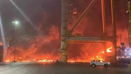 Son dakika: Dubai'de bulunan Cebel Ali Limanı'nda büyük patlama!