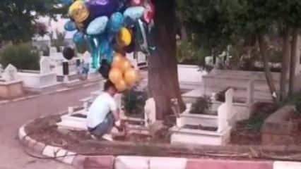 Çocuk mezarlarına balon bırakıyordu, sırrı ortaya çıktı!