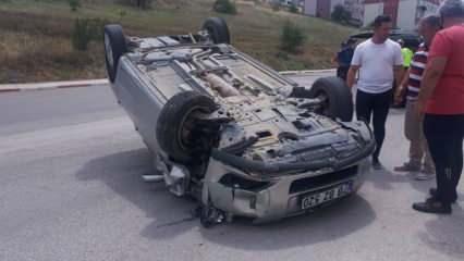 Direksiyon hakimiyetini kaybetti, takla attı