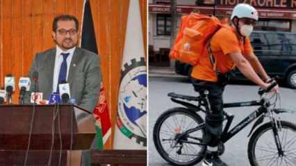 Nereden nereye! Afganistanlı eski bakan Almanya'da bisikletli kurye oldu 