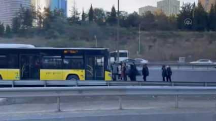 Ataşehir'de balataları yanan İETT otobüsünün yolcuları başka otobüslere bindi