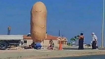 Güney Kıbrıs'ın bir köyüne dikilen patates heykeli tepki çekti