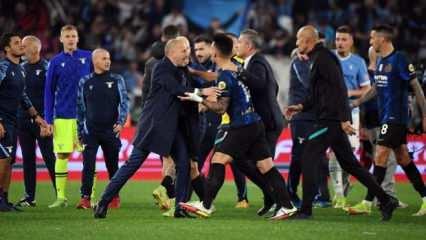 Lazio - Inter maçında saha karıştı!
