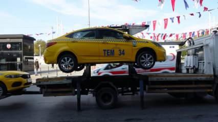 Taksim’de taksi denetimi: 2 taksi trafikten men edildi