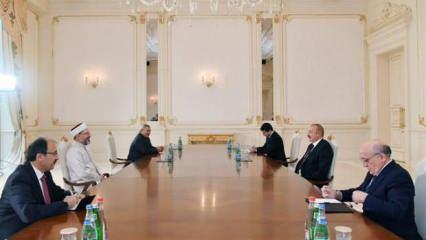 Azerbaycan Cumhurbaşkanı İlham Aliyev, Diyanet İşleri Başkanı Erbaş'ı kabul etti