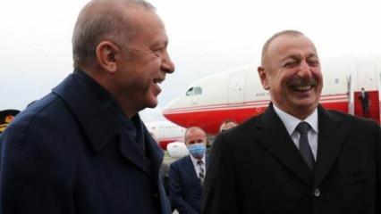 Cumhurbaşkanı Erdoğan'a Aliyev'den sıcak karşılama