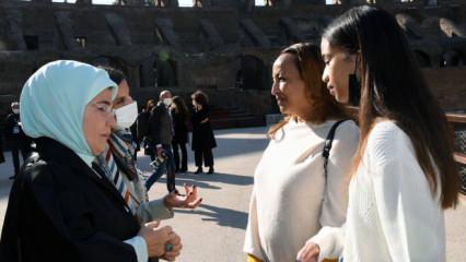 Emine Erdoğan, Roma'da lider eşleriyle bir araya geldi