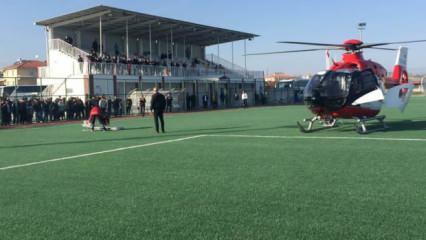 Konya'da devre arasında helikopter ambulans sahaya indi
