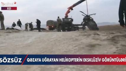 Azerbaycan'da 14 şehit verilmişti! Helikopter enkazının görüntüleri paylaşıldı