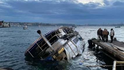 Beykoz'da etkili olan lodos kıyıdaki tekneyi batırdı