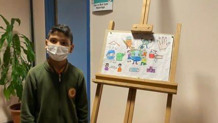 9 yaşındaki Göktuğ Türkovac'ı resmetti, yarışmada 1'inci oldu