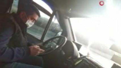 Ankara'da seyir halindeki dolmuş şoförü dakikalarca cep telefonunu kullandı
