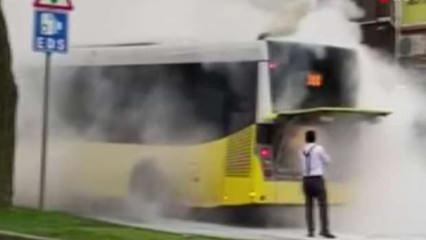 İETT otobüsü dumanlar içinde kaldı! Korku dolu anlar
