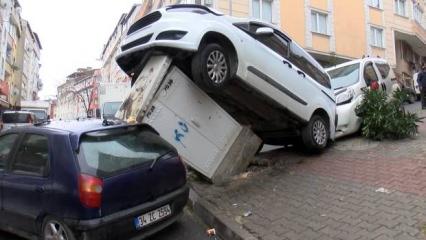 Gaziosmanpaşa'da park halindeki araçlara çarpıp, ortalığı birbirine kattı