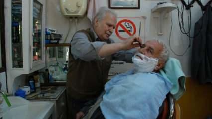 İzmir'de 80 yaşındaki Şahin Taner 67 yıldır berberlik yapıyor