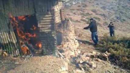 Kaçak av için yapılan kulübe yakılarak imha edildi