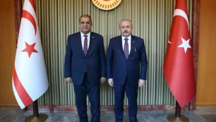 TBMM Başkanı Şentop, KKTC Başbakanı Faiz Sucuoğlu'nu kabul etti
