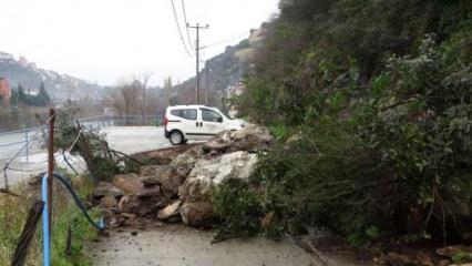 Trabzon'da yağış heyelana neden oldu