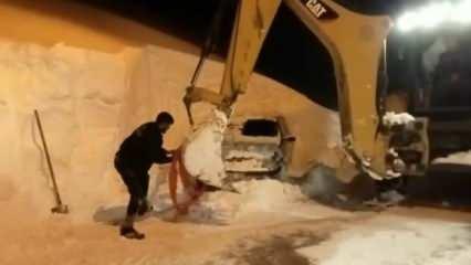 Kar nedeniyle aracını terk etmişti, 5 metrelik kara gömülmüş 