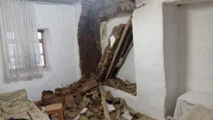 Son 22 yılın en etkili kar yağışı Kahta’da evin duvarını yıktı