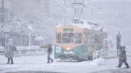 Tokyo'da yoğun kar yağışı uyarıları hava ve demir yolu trafiğini aksattı