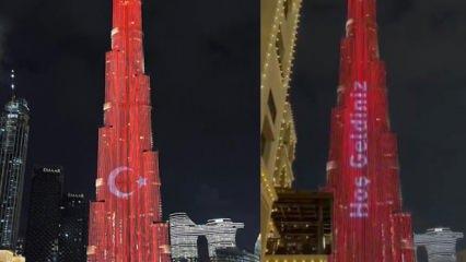 Erdoğan'ın ziyareti öncesi Burj Khalifa'ya Türk bayrağı yansıtıldı