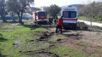 Ambulansı kurtarmaya gelen itfaiye aracı da çamura saplandı