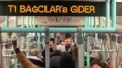 Cevizlibağ’da tramvay içinde tekme tokat kavga!