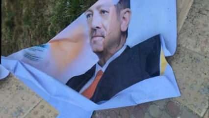 Cumhurbaşkanı Erdoğan'ın afişlerini yırtan şahıs gözaltına alındı