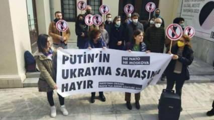 Kadıköy'de Rusya'nın Ukrayna'ya saldırısı protesto edildi