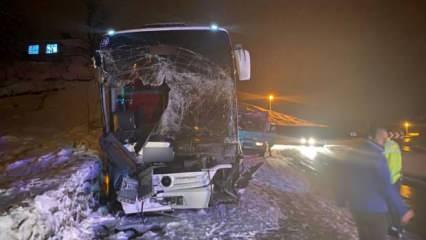 Yolcu otobüsü 500 metre kaydı, 25 yolcu ölümden döndü