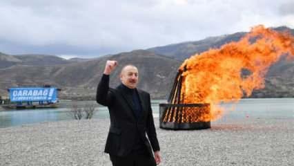 Cumhurbaşkanı Aliyev, Karabağ'da Nevruz ateşini yaktı