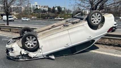 Beykoz'daki kazada takla atan otomobilin sürücüsü yaralandı
