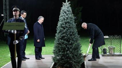 Cumhurbaşkanı Erdoğan, Özbekistan’da dostluk ağacı dikti