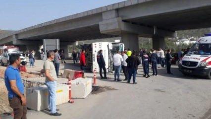 Mersin'de Akkuyu NGS işçilerinin servisi devrildi: 11 yaralı