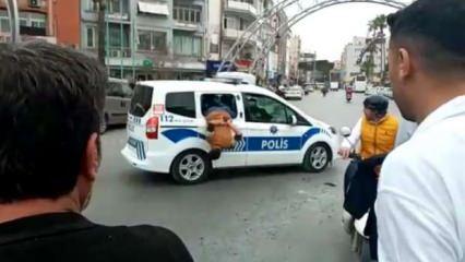 Gözaltına alınan zanlı polis aracının camından kaçmaya çalıştı!