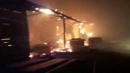 Tokat'ta kereste atölyesinde korkutan yangın